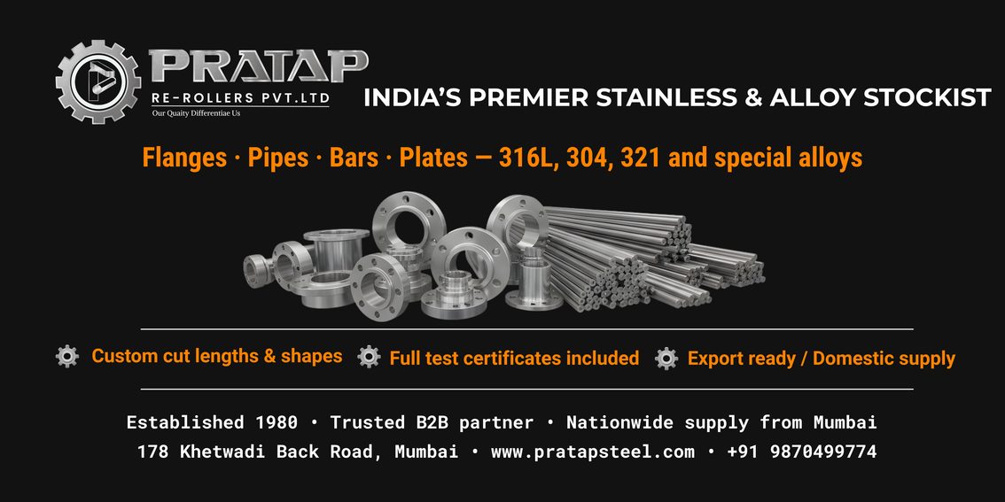 Pratap Steels — Trade banner — stainless & alloy stockist